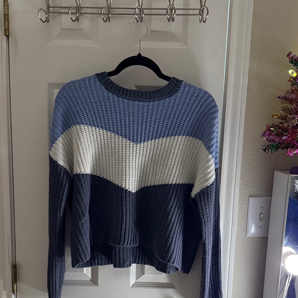 moon & madison Blue and White Knit Sweater